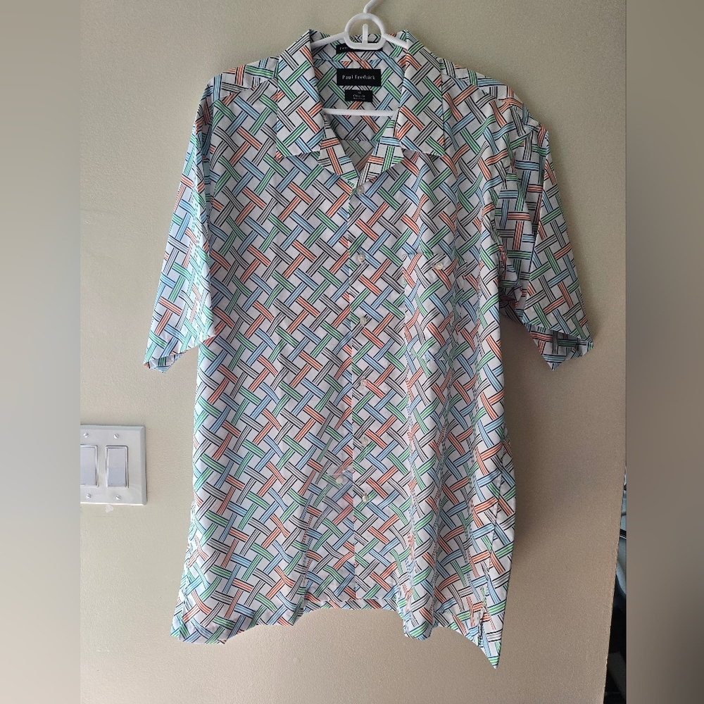 Paul Fredrick Multicolor Geometric Men's Shirt Size XL Classic Fit